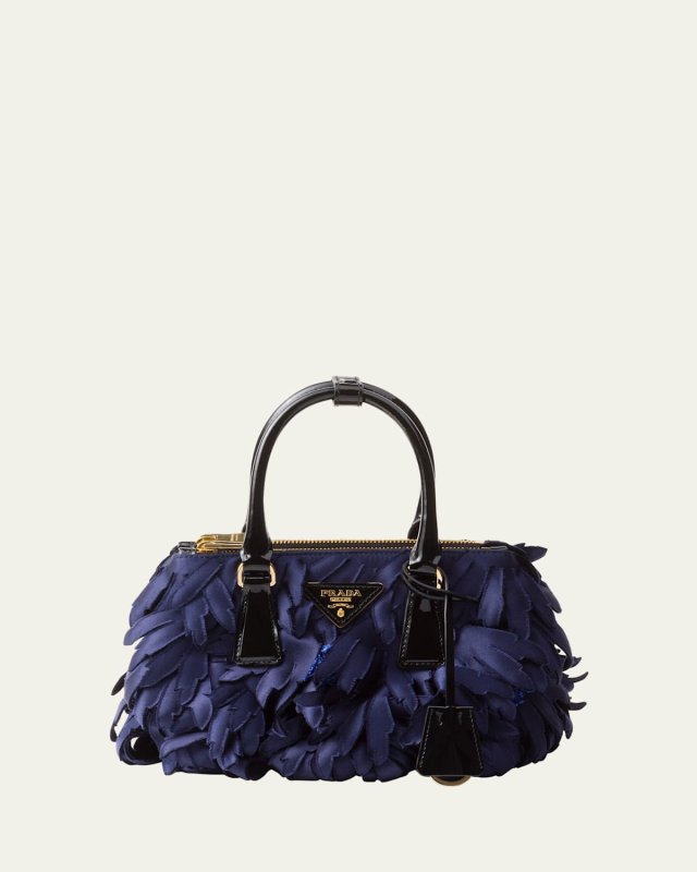 Galleria Feathered Leather Top-Handle Bag